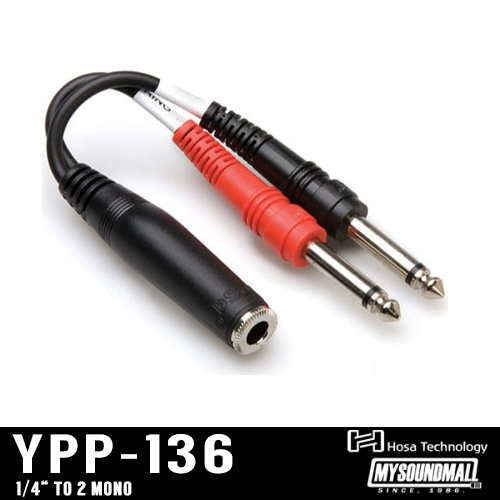 HOSA - YPP-136 Y-Cable 1/4 in TRSF to Dual 1/4 in TS