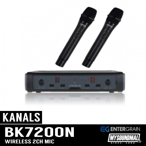 KANALS - BK-7200N (핸드+핸드) 900MZ 엔터그레인 카날스 2채널 무선마이크 (마이크 변경 가능)